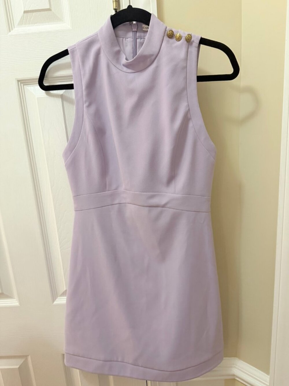 Alice + Olivia Lavender Sleeveless Mock Neck Mini Dress Size 6 NWT